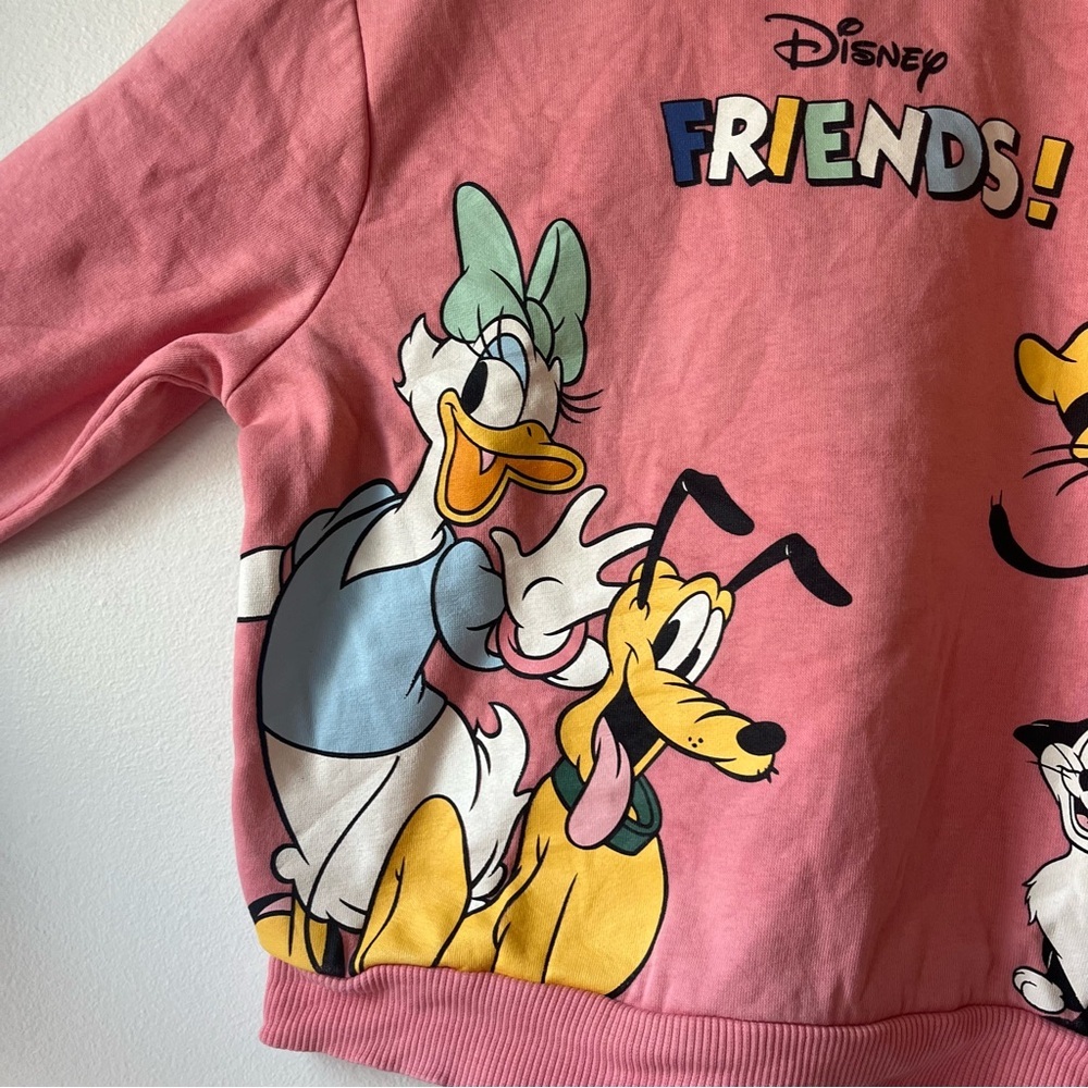 H&M Disney Friends Sweatshirt Pink Girls 4-6Y Daisy Pluto Goofy Graphic Pullover - Picture 4 of 11